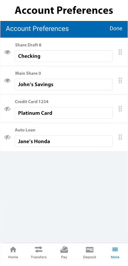 Example view of new Account Preferences screen in the mobile app