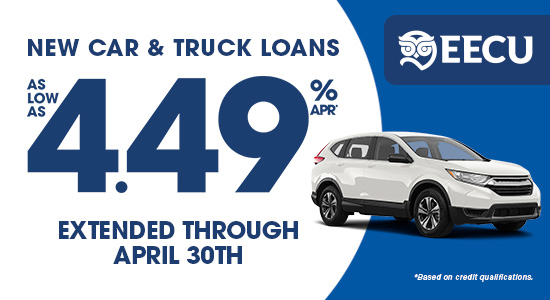 New auto loans as low as 4.49% APR through April 30th..