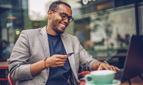 Man holding credit card