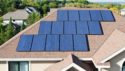 Solar panels on roof of home
