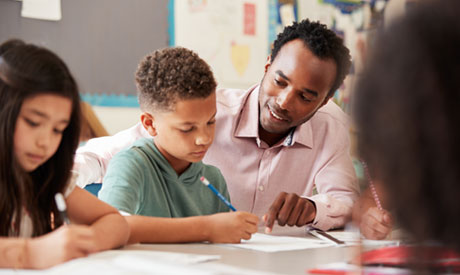 Teacher with students