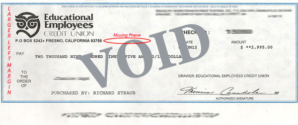 sample of a fake check