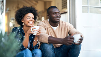 Couple sitting on front porch