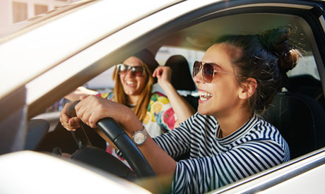 Two girls in car