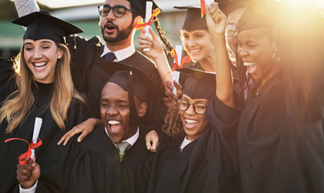 Students with cap and gowns