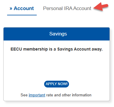 Personal IRA Account selection for online application